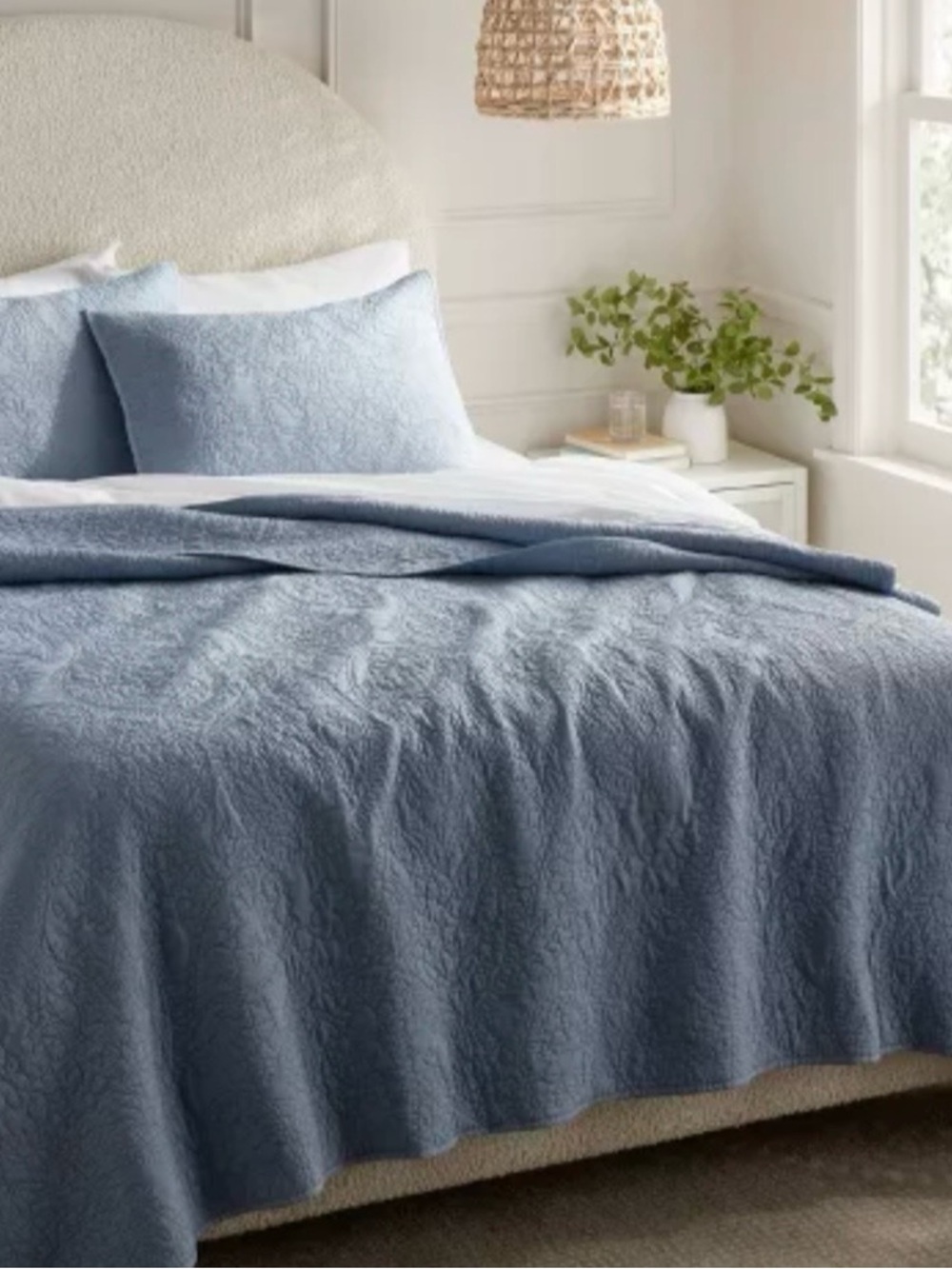 Threshold King Paisley Quilt Sky Blue - Floral Medallion Embroidered Bedspread
